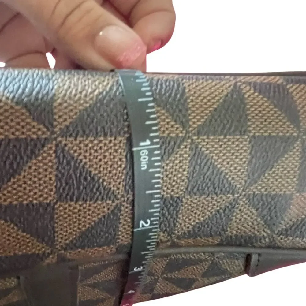 Brown Geometric Print Laptop Bag Briefcase Travel Work Bag Designer Inspired